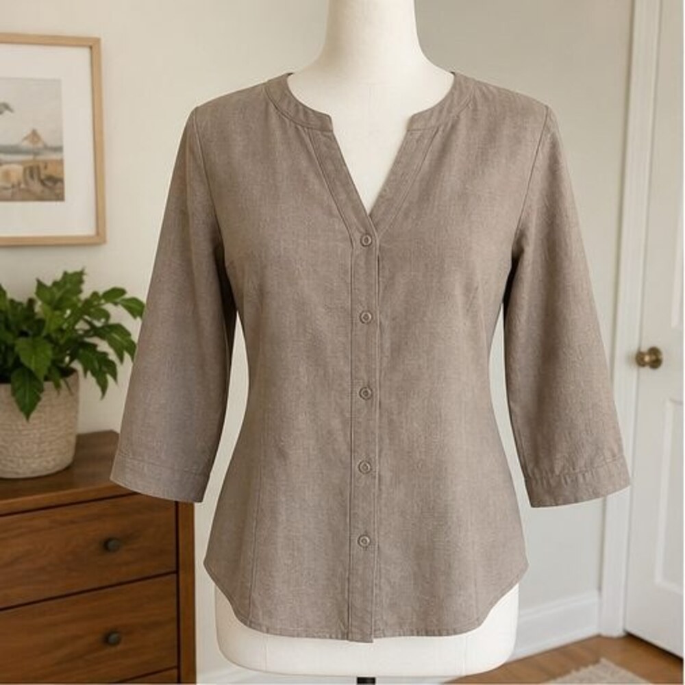 Taupe Puff Sleeve Top